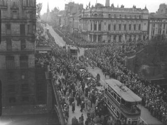 Military Procession, Crowd and Trams on Union Street