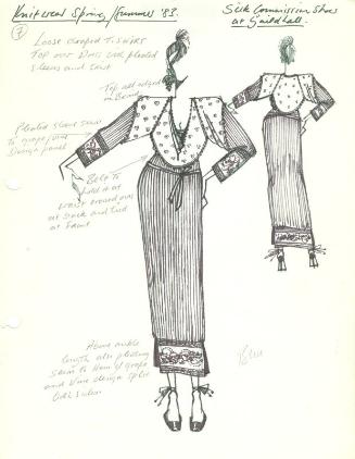 Drawing of Pleated Silk Dress for Spring/Summer 1983 Knitwear Collection