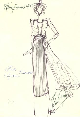 Drawing of Suit with Scarf for Spring/Summer 1975 Collection