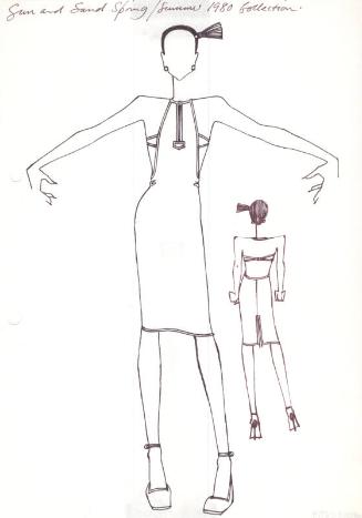 Drawing of Knee-Length Sleeveless Dress