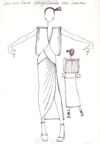 Drawing of Sleeveless Ankle-Length Dress