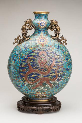 Chinese Cloisonné Enamel Moon Flask on Stand