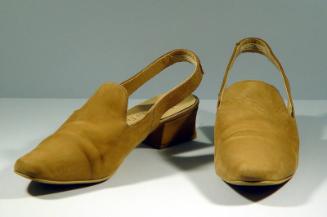 Beige Leather Sling Back Shoes