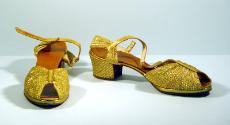 Low Heeled Gold Evening Shoes