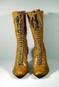 Tan Louis Heeled Knee High Laced Boots