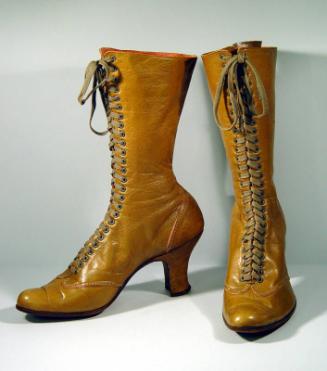 Tan Louis Heeled Knee High Laced Boots