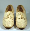 Ladies Cream Leather Brogue Shoes