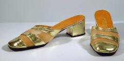 Ladies Gold Leather Mules