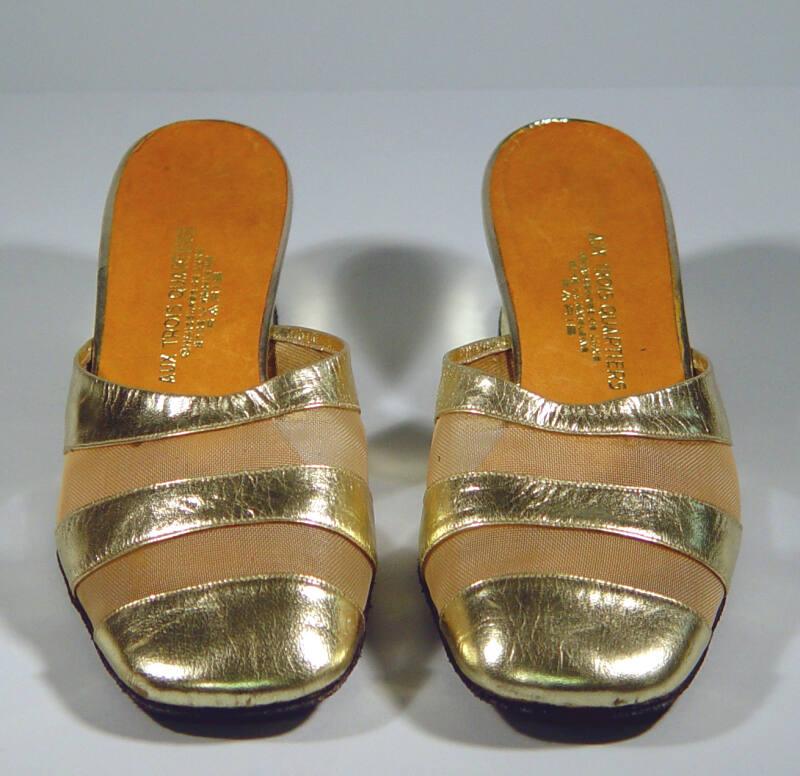 Ladies Gold Leather Mules