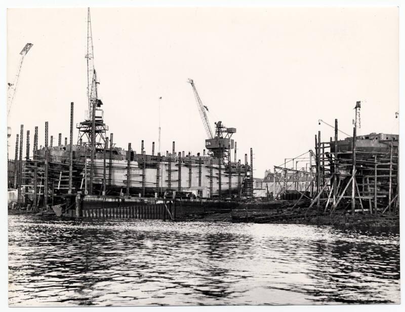 Black and white photograph Showing Building Of The Collier 'lambeth' Built At Hall Russell, 195…