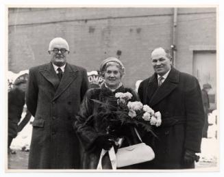 Black and white photograph Showing Launch Of The Collier 'lambeth' Built At Hall Russell, 1958