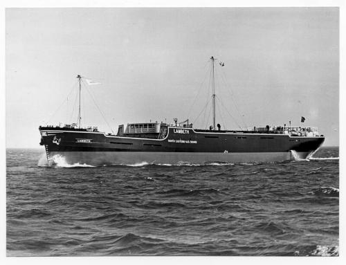 Black and white photograph Showing The Collier 'lambeth' Built At Hall Russell, 1958