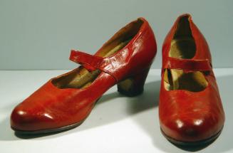 Ladies Red Leather Shoes (Cuban Heel)