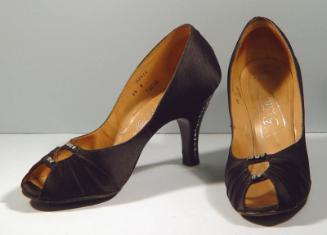 Pair of Black Diamanté Trim Shoes