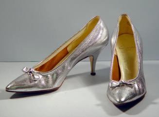 Silver Stiletto Evening Shoes (With Bows)