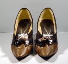 Ladies Black and Bronze Leather Shoes