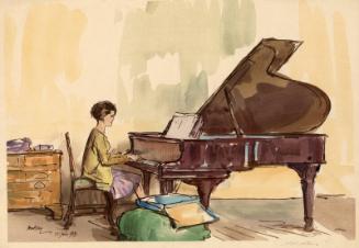 Girl Playing a Piano by Y Urushibara