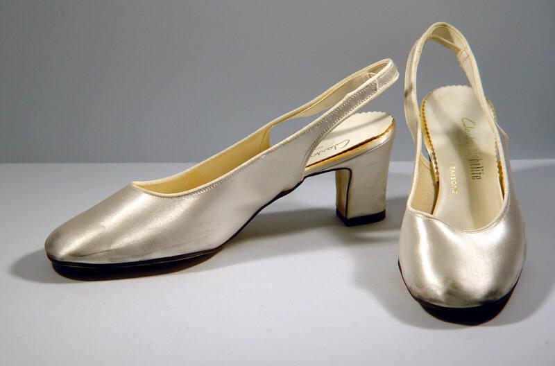 White Satin Slingbacks