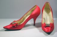 Ladies Deep Pink Satin 'Bally' Court Shoes