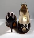 Ladies Black Patent 'Renata' Peeptoe Shoes with Bows