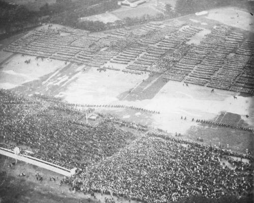 Aerial View of BB gathering in Glasgow for Jubilee Celebrations of Boys Brigade 