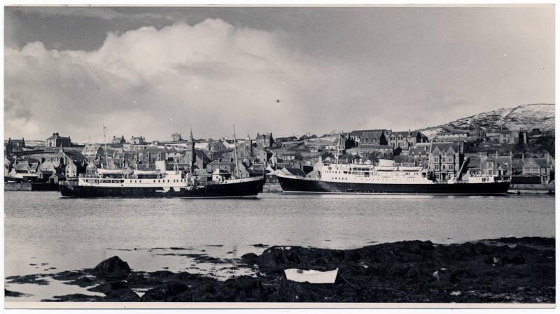 Black and white photograph showing the St Ninian at Stromness