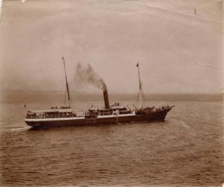 Black and white photograph showing the starboard side of St Nicholas at sea
