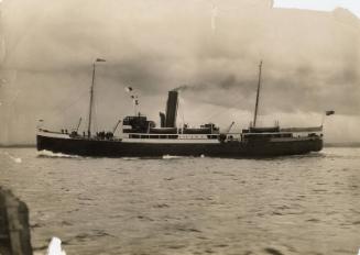 Black and white photograph showing St Magnus at sea off Aberdeen, probably during trials