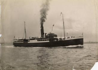 Black and white photograph showing St Magnus at sea off Aberdeen, probably during trials