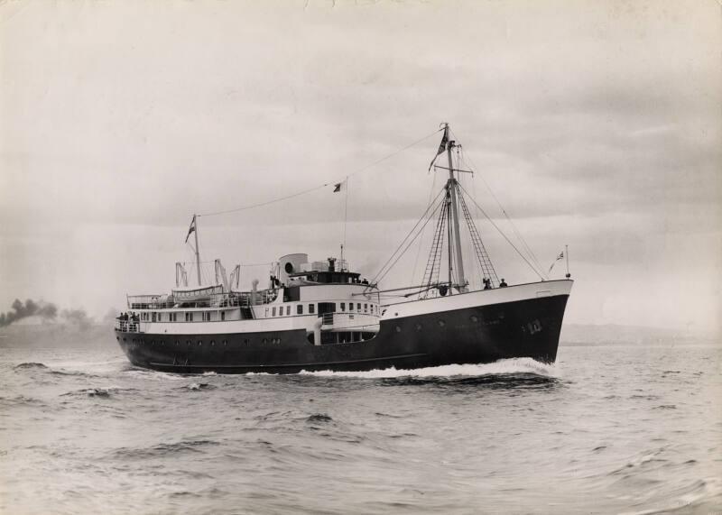 Black and white photograph showing Earl of Zetland off Aberdeen, probably during trials