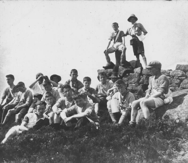 Boys from  Boys Brigade Camp, Torphins, on Top of Hill O' Fare 