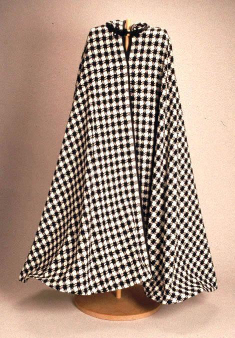 Black and White Houndstooth Hooded Cape