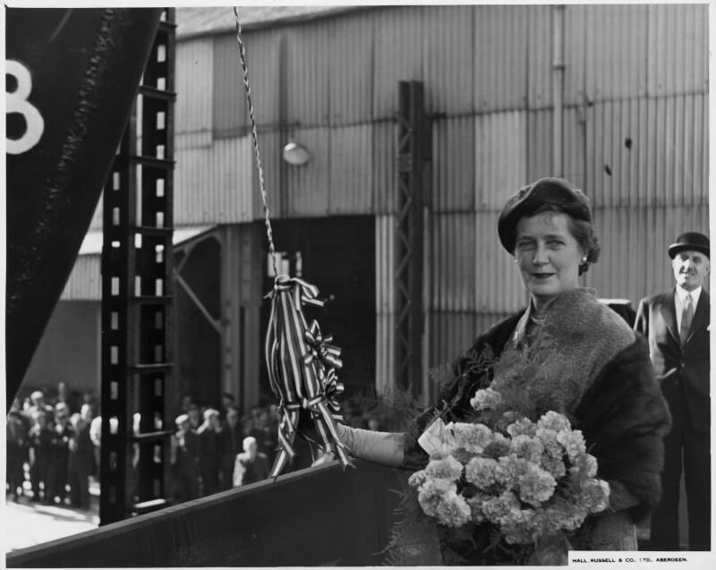 The launch of the cargo vessel Abel Tasman Built by Hall Russell in 1957