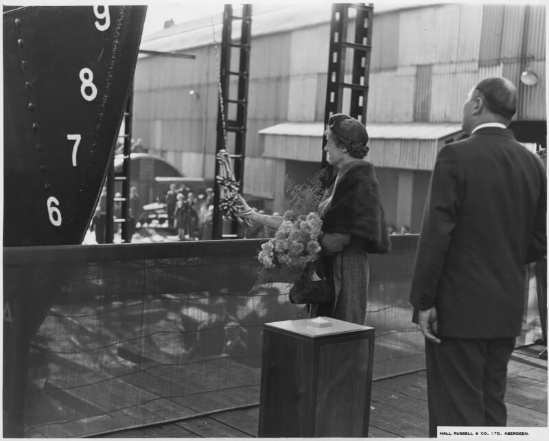 The launch of the cargo vessel Abel Tasman built by Hall Russell in 1957