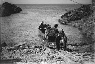 glass plate negative with a view "bringing in the salmon"