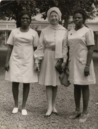 Miss Isabella Fimister With Two Nurses at University College Hospital, Ibadan