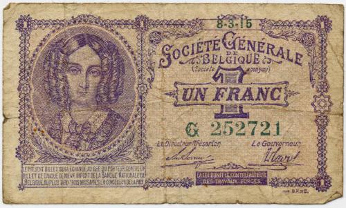 One-franc Note (Belgium : World War I)