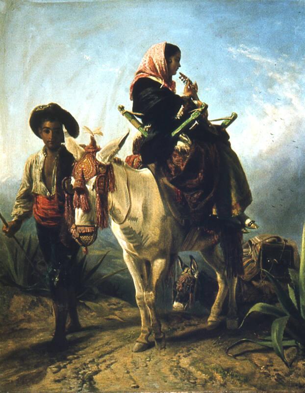 Spanish Peasants - The Wayside In Andalucia by John Phillip