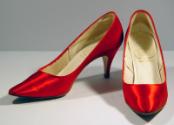 Ladies Scarlet Satin 'Bally' Court Shoes