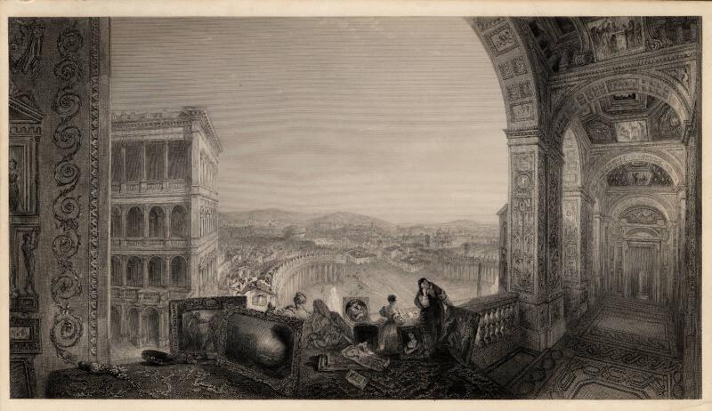 Rome from The Vatican. Raffaelle Accompanied by La Fornarina Preparing his Pictures for the Dec…