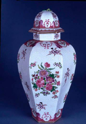 Chinese Hexangonal Vase and Cover