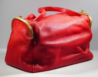 Deep Pink Leather & Gilt Holdall Bag