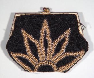 Black and Cream Beaded Evening Purse