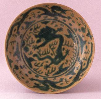 Chinese Dish with design of Green Dragons