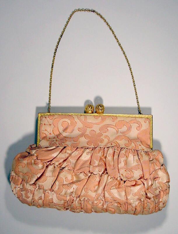 Peach and Cream Brocade Evening Bag