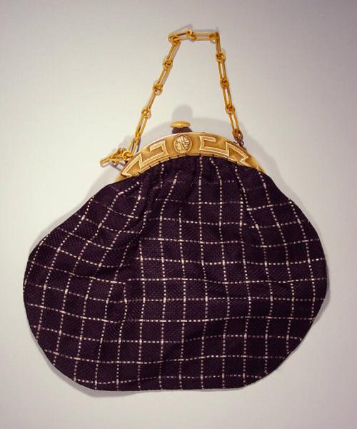 Black and White Check Silk Bag