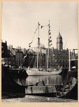 Black and white photograph Showing A Swedish Training Ship In Aberdeen Harbour In June 1958