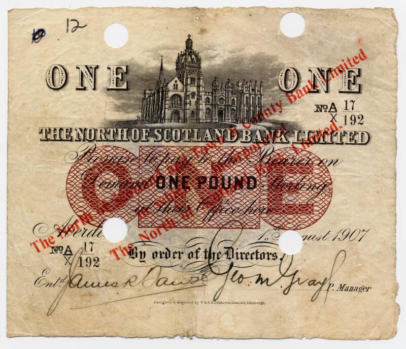 One-pound Note (North of Scotland & Town & County Bank)