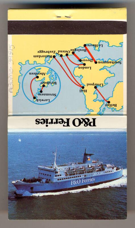 Book Of Matches Advertising P & O Ferries, Whose Route Includes aberdeen To Lerwick