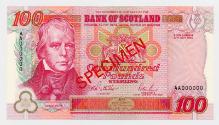 Hundred-pound Note (Specimen: Bank of Scotland)